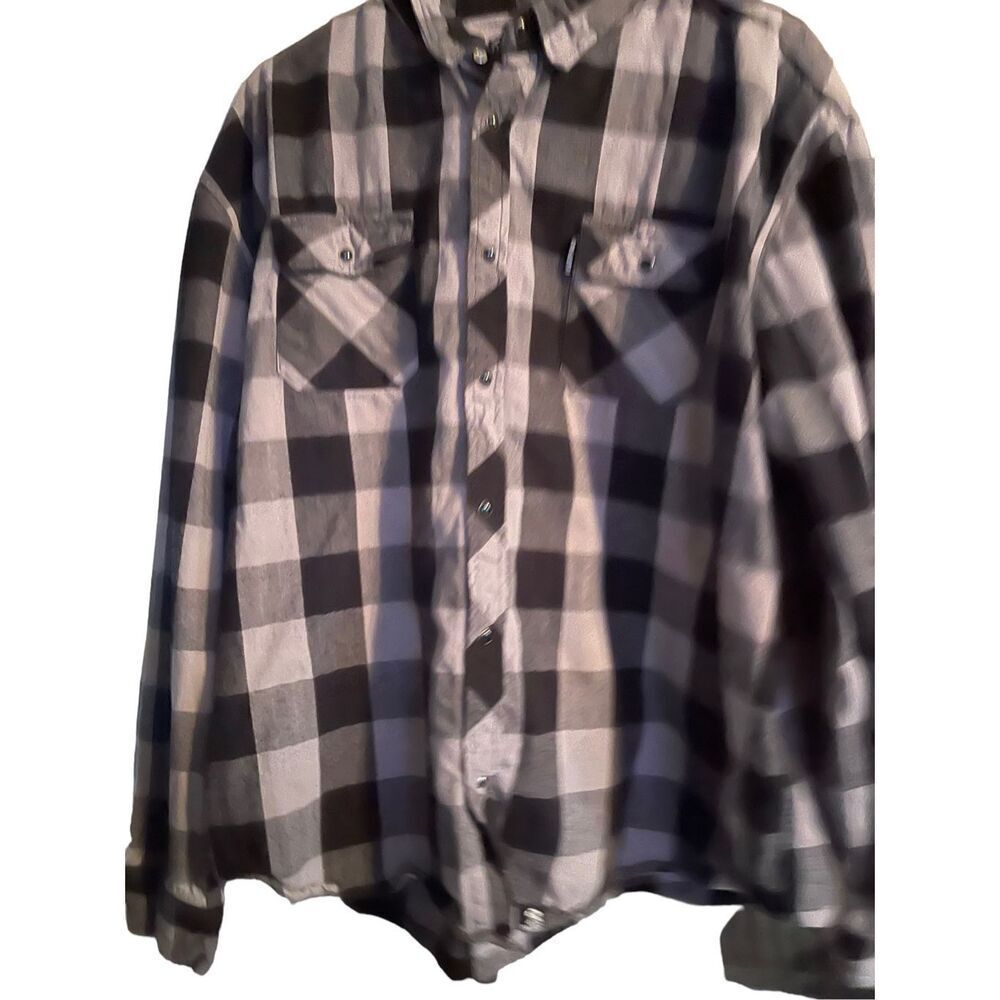 DeadBeat Mens Black & Gray Flannel Long Sleeve Button Snap Shirt Size 2XL